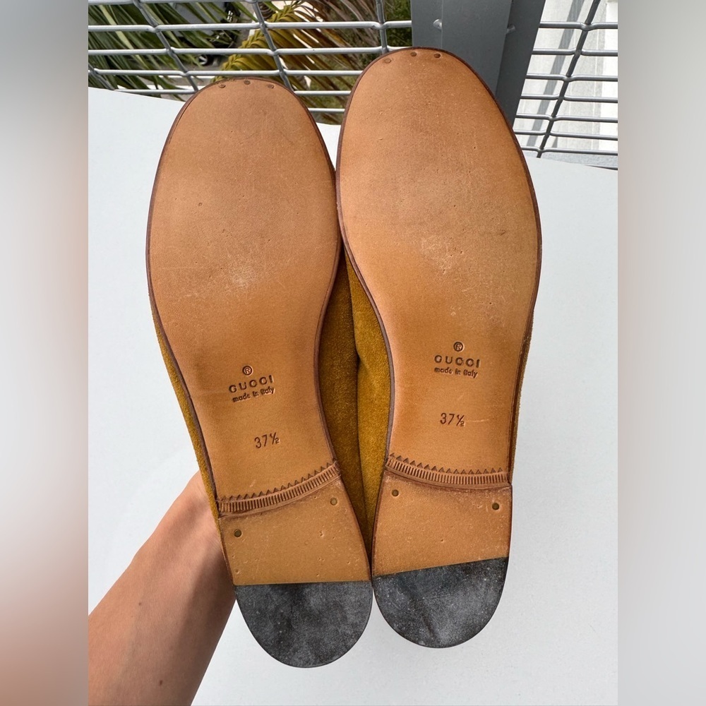 Authentic Gucci Mustard Suede Bamboo Tassel Loafers Flats Size 37.5 US 7.5 - Picture 8 of 8